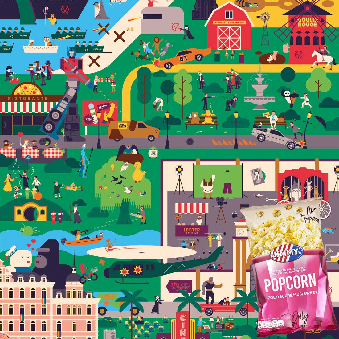 De voorkant van onze Hollywood zak.