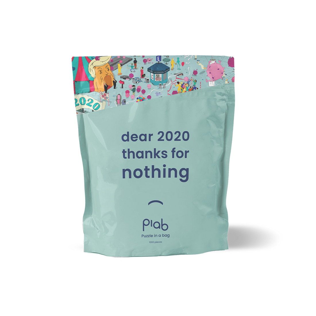 De voorkant van onze 2020 zak