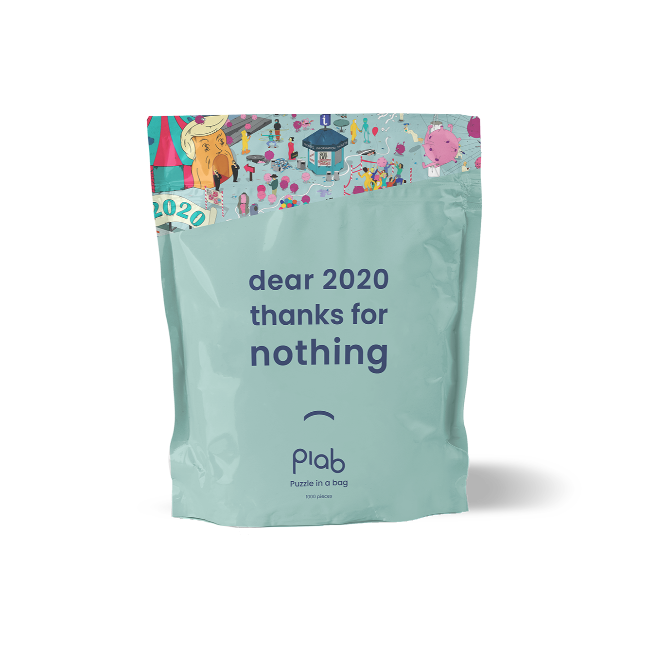 De voorkant van onze 2020 zak