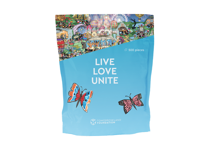 Tomorrowland Foundation Puzzle van Puzzle in a Bag: kleurrijk festivalpodium, 500 stukjes